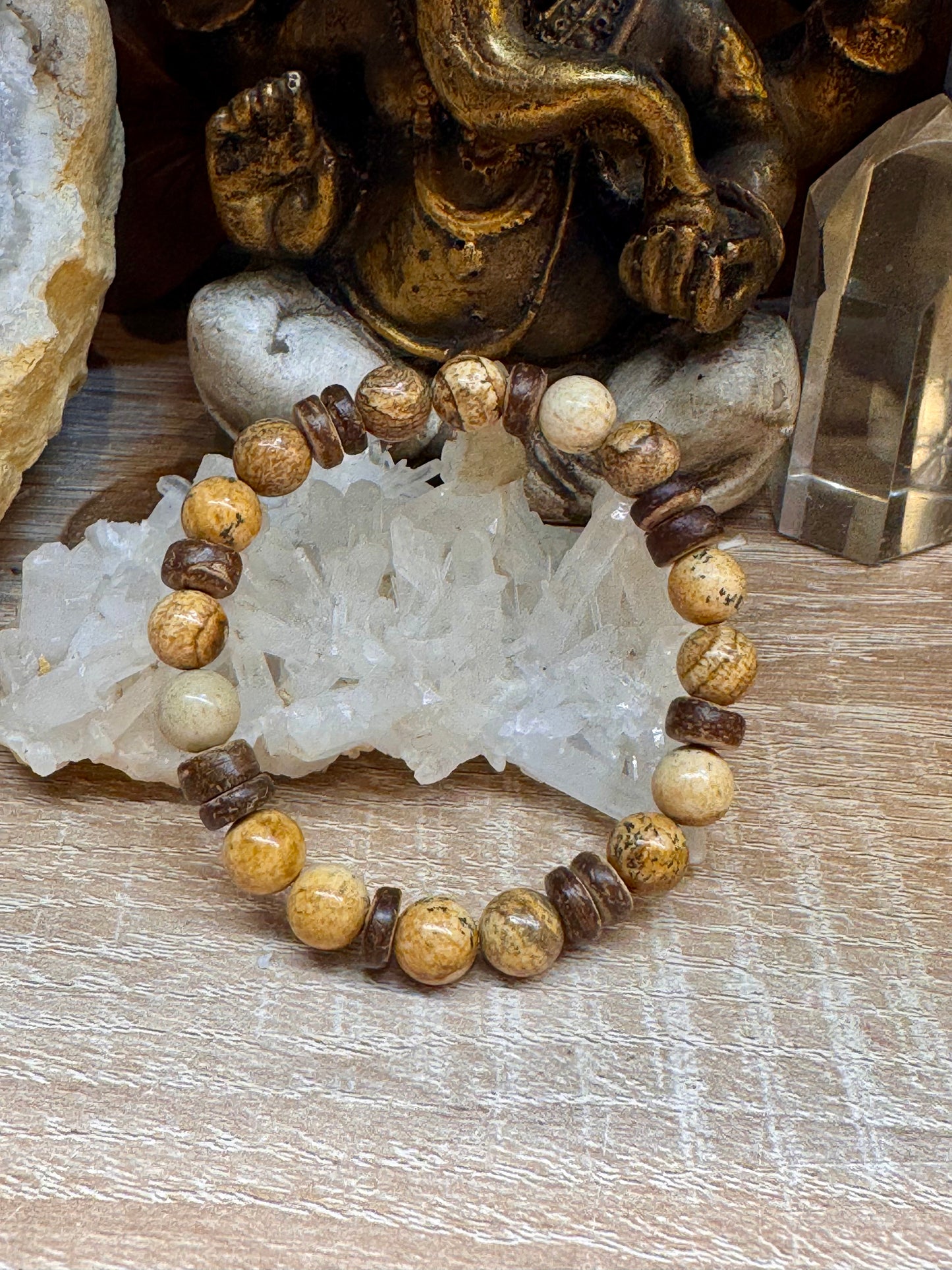 Bracelet Jaspe Paysage et Bois 17cm