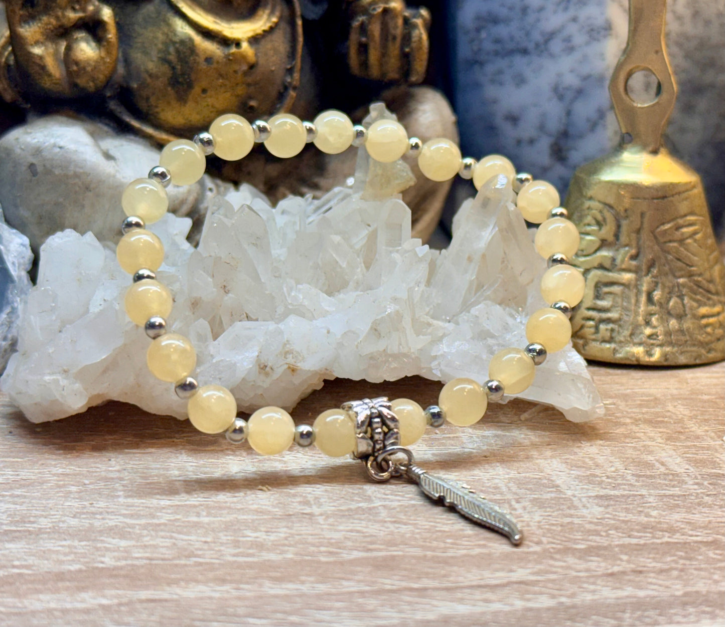 Bracelet Jade Jaune et Pierre du Soleil