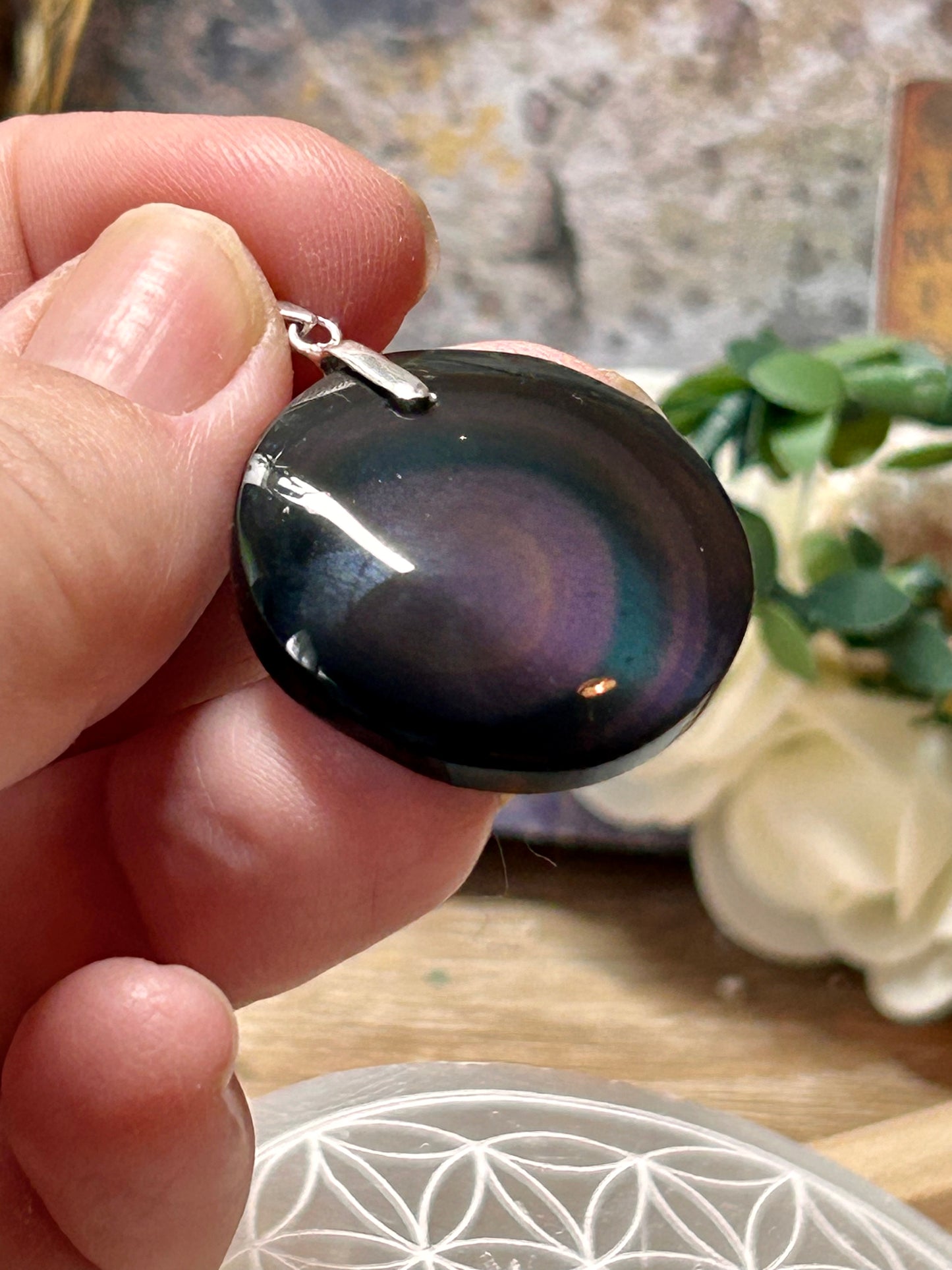 Pendentif en obsidienne œil céleste
