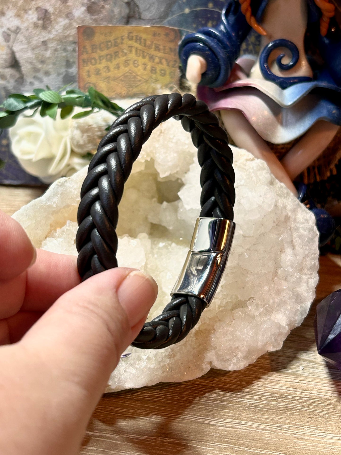 Bracelet en cuir et acier inoxydable