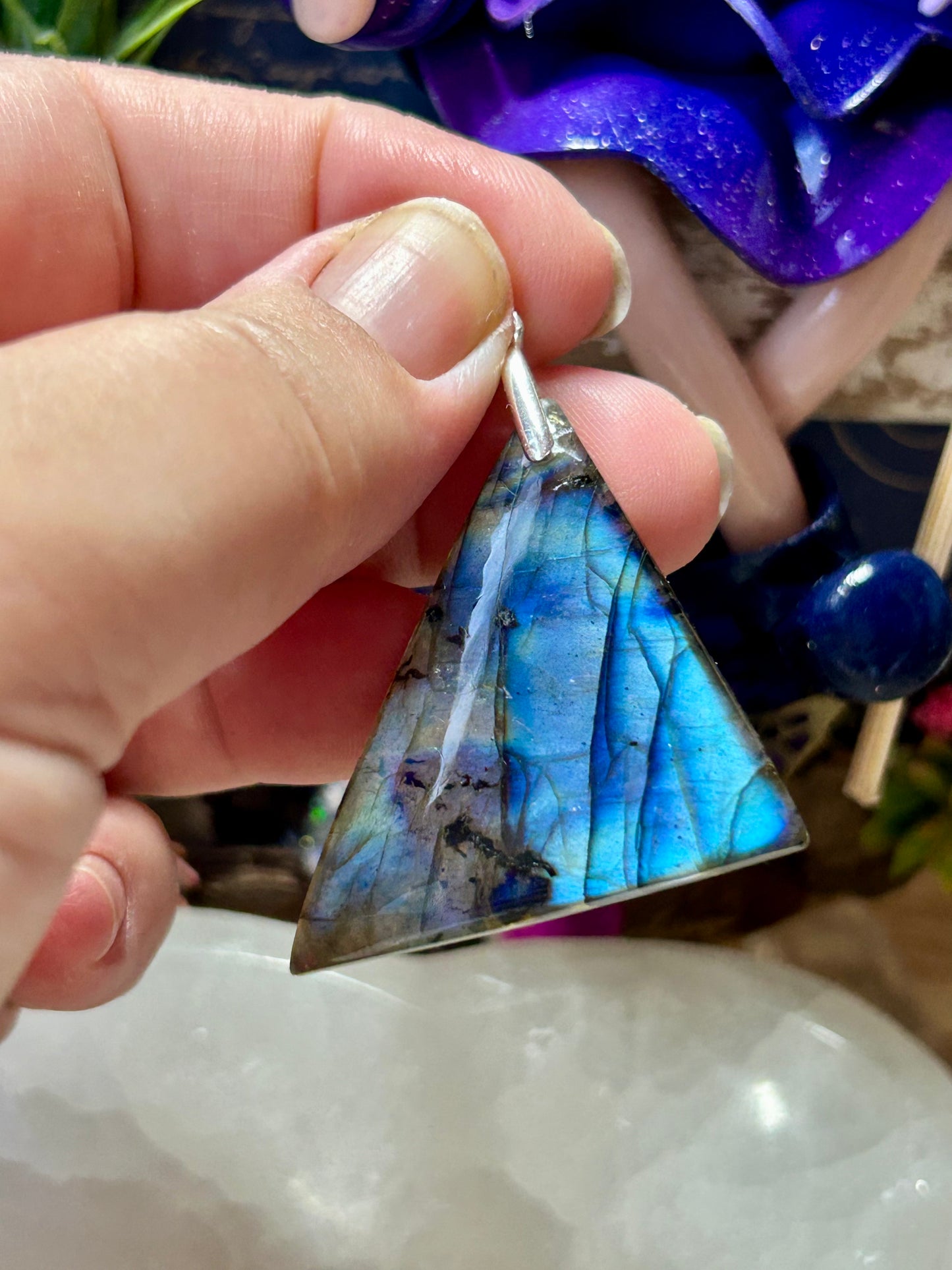 Pendentif de labradorite - bélière en argent 925