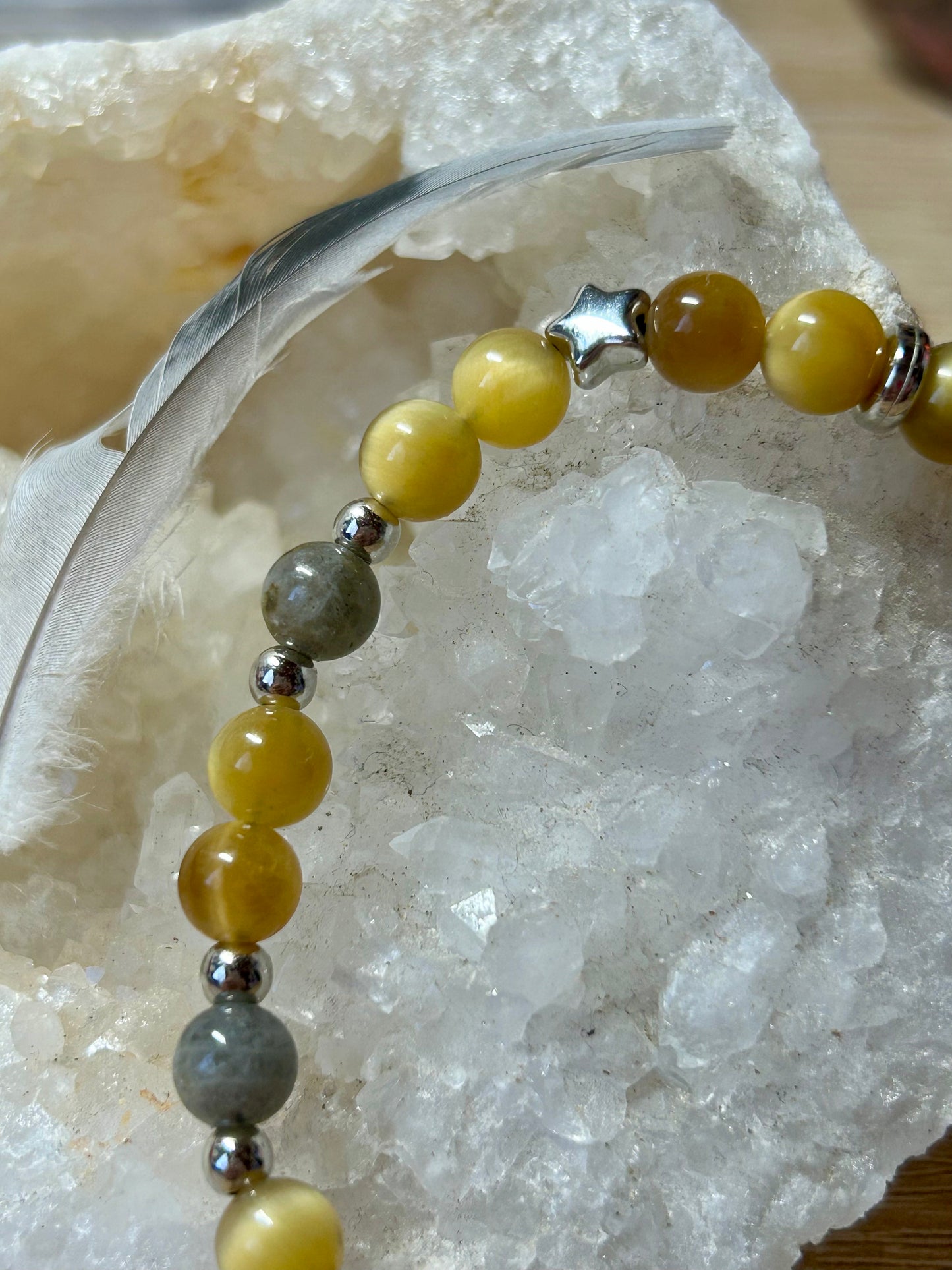 Bracelet œil de tigre et labradorite