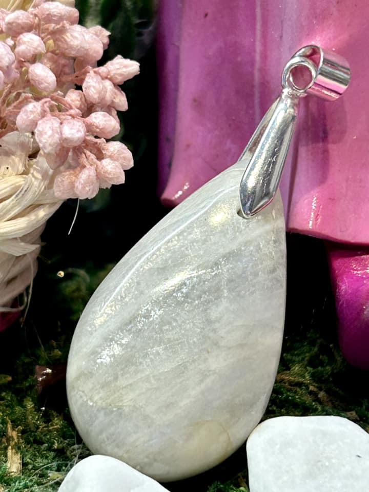 Pendentif de pierre de lune - bélière en argent 925