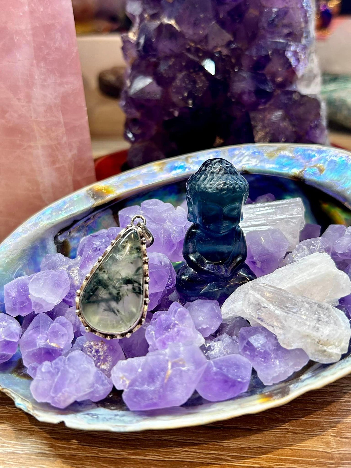 Pendentif de préhnite - argent 925