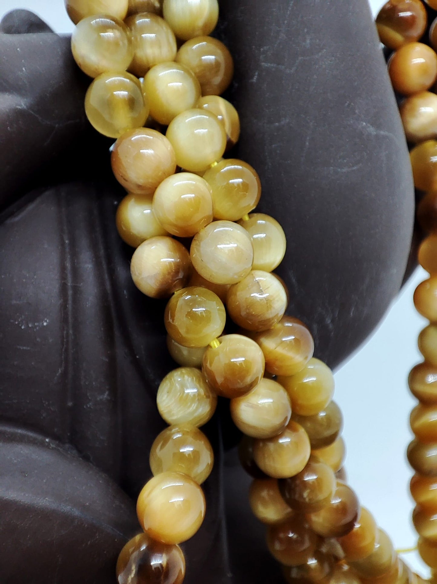 Fil de perles d'oeil de tigre doré