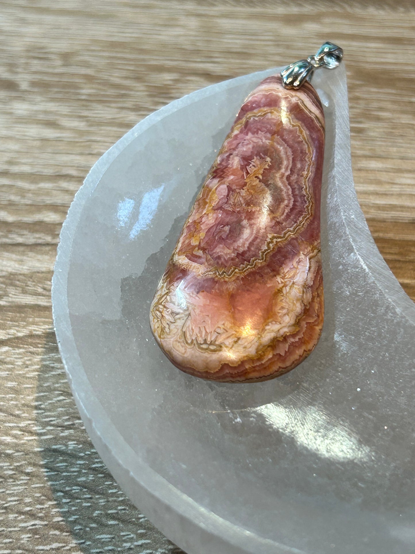 Pendentif en rhodochrosite - bélière en argent 925