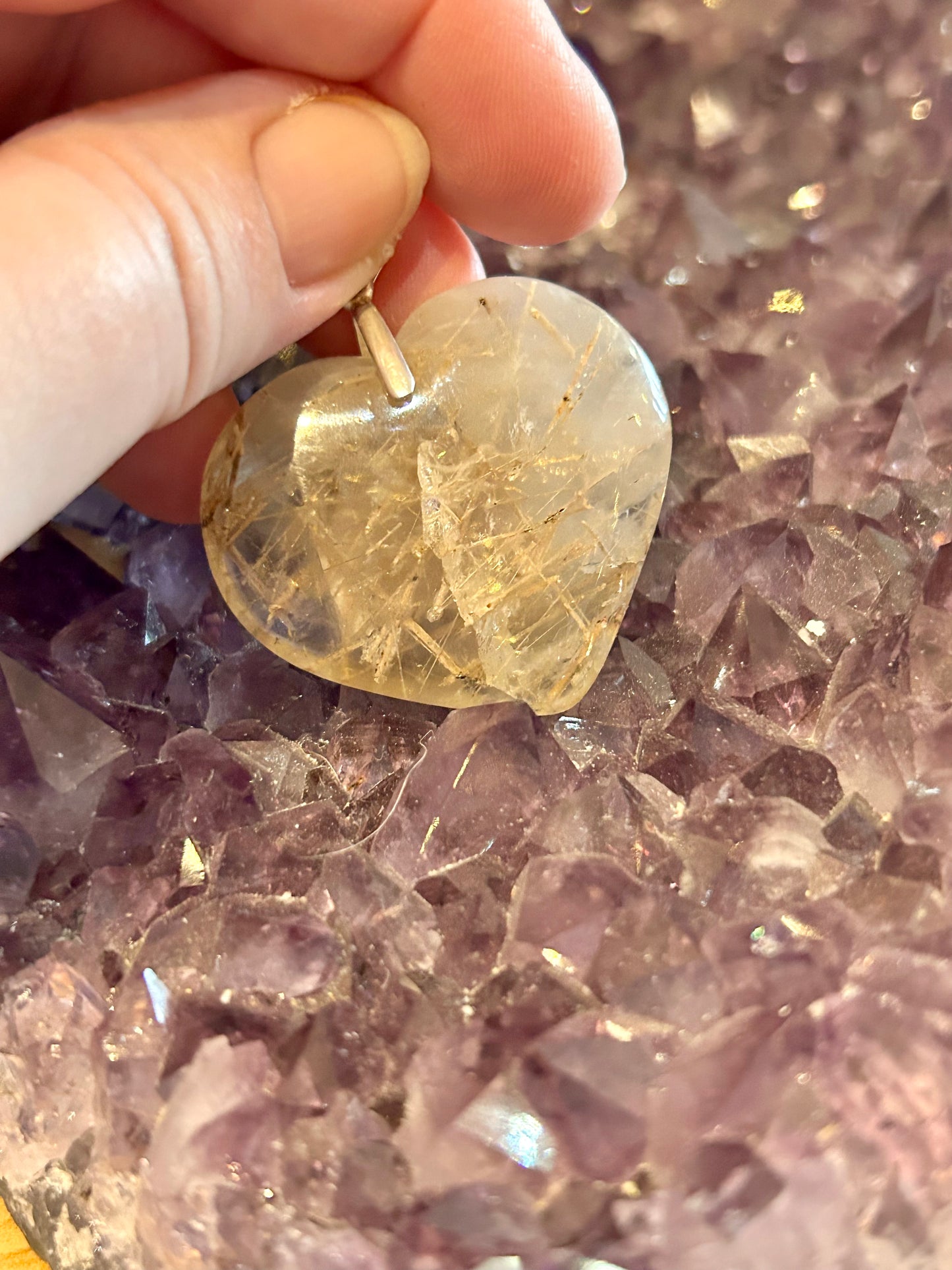 Pendentif en quartz rutile cuivré