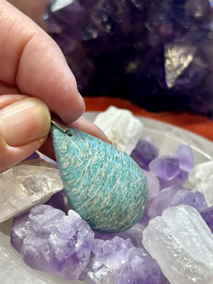 Pendentif en amazonite - bélière en argent 925