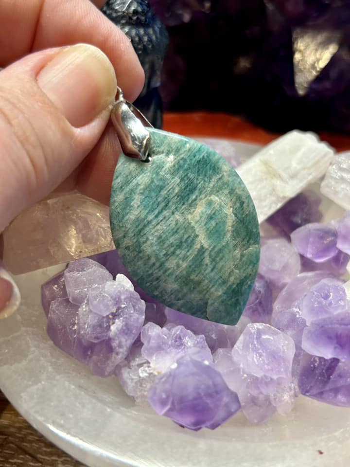 Pendentif en amazonite - bélière en argent 925