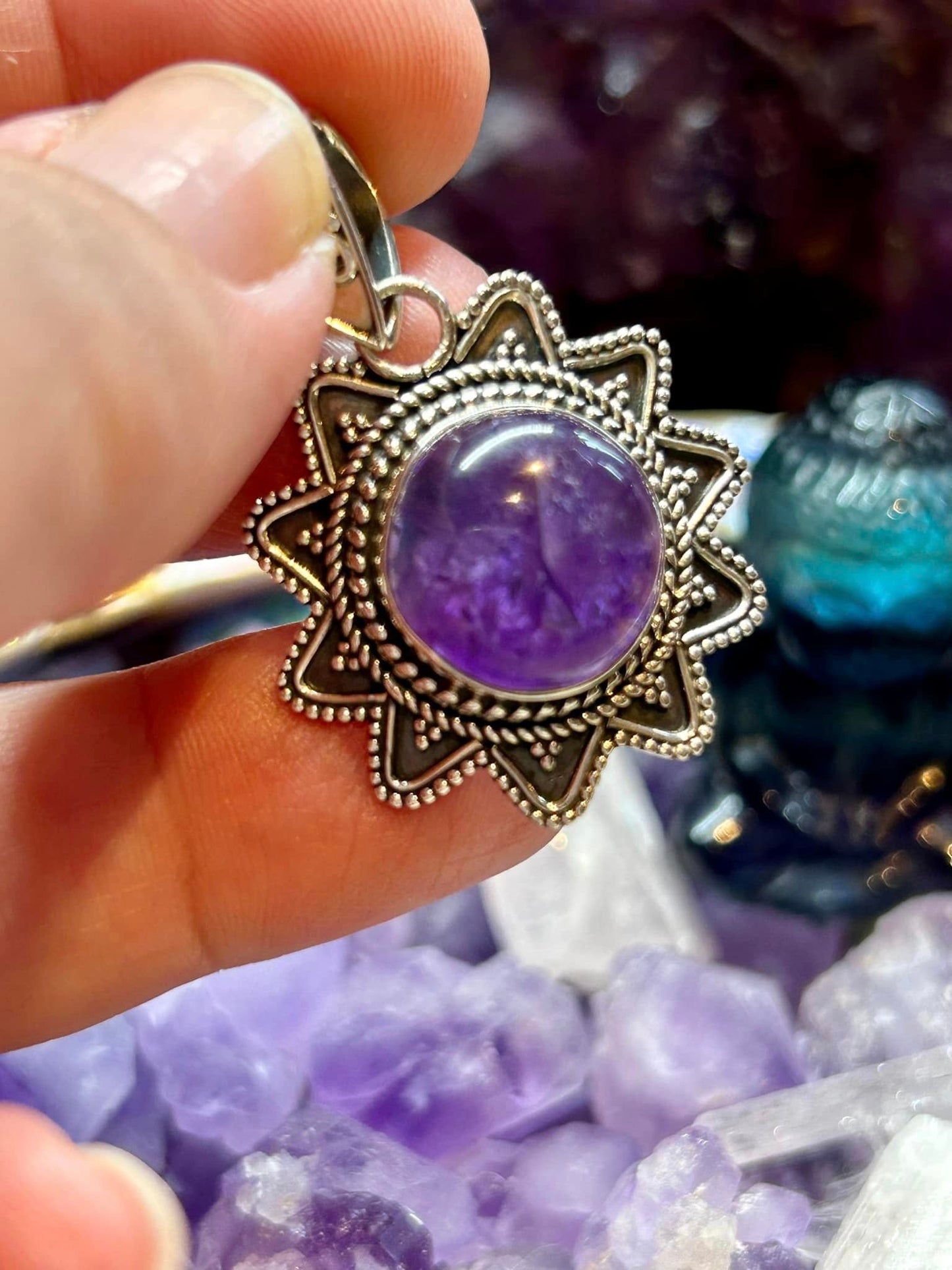 Pendentif en argent améthyste