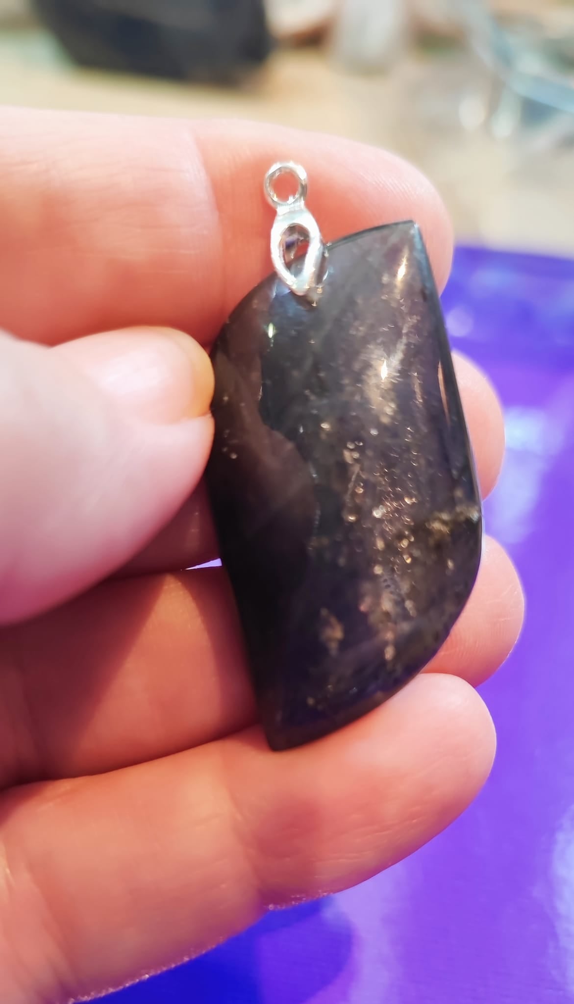 Pendentif de labradorite - bélière en argent 925