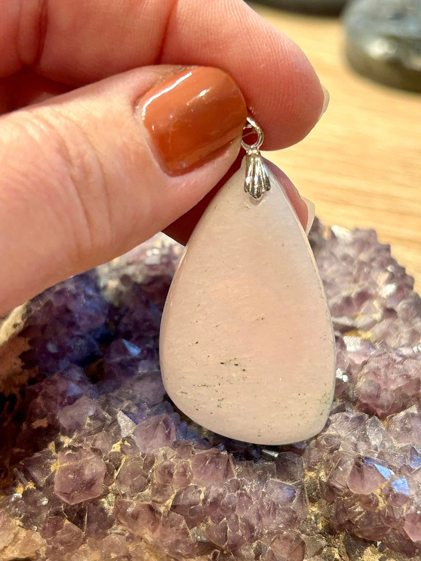 Pendentif de manganocalcite - bélière argent 925