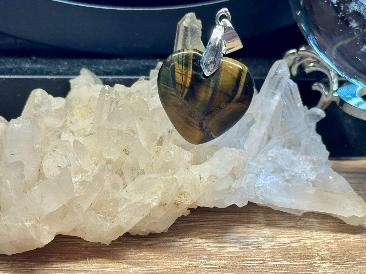 Pendentif Cœur Oeil de Tigre/Faucon 2