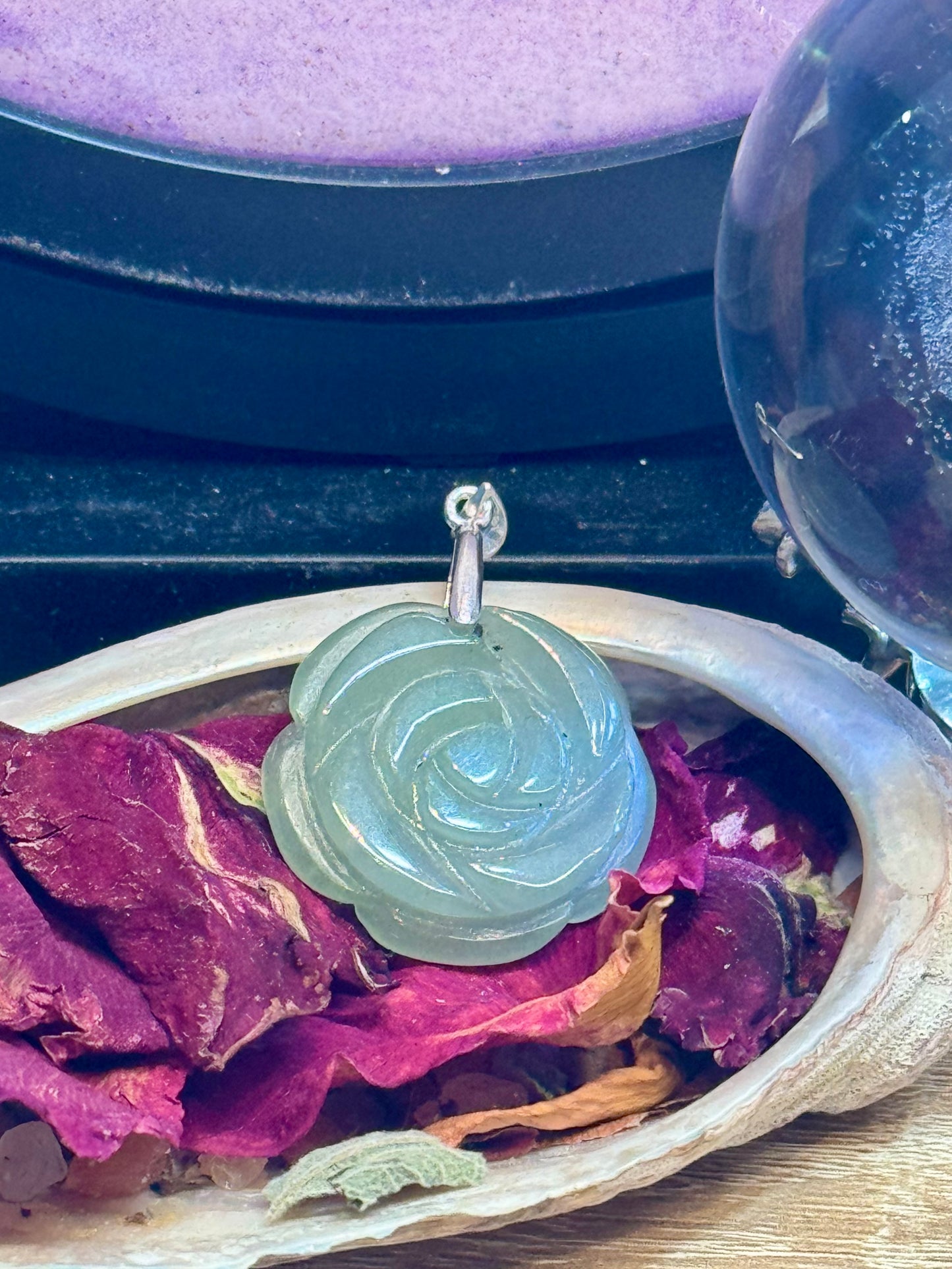Pendentif de rose Aventurine verte