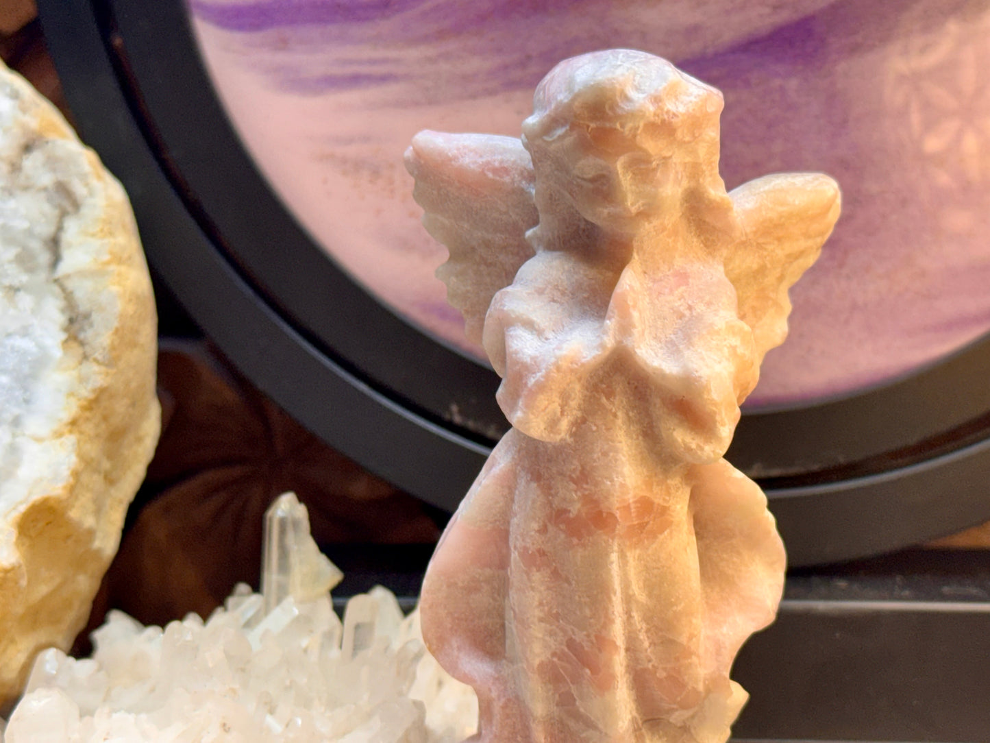 Statuette angélique en Opale Rose