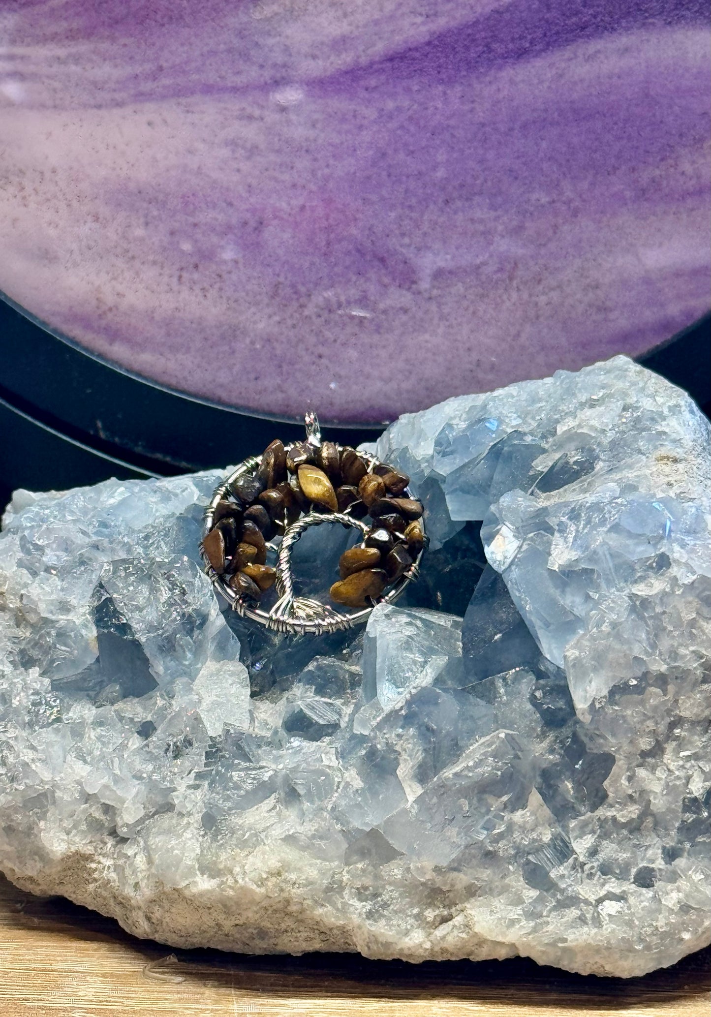 Pendentif Arbre de vie - Œil de tigre