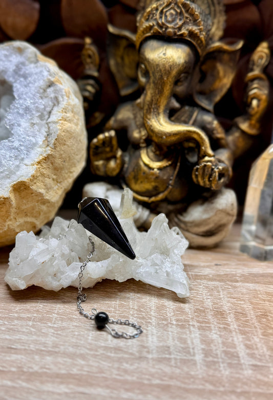 Pendule conique en Obsidienne noire