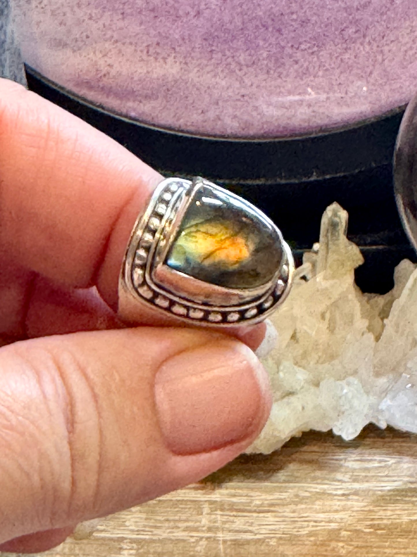 Chevalière de Labradorite T57