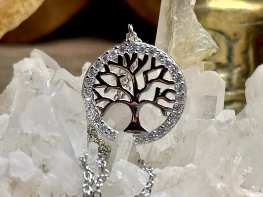Pendentif arbre de vie en argent et zircon