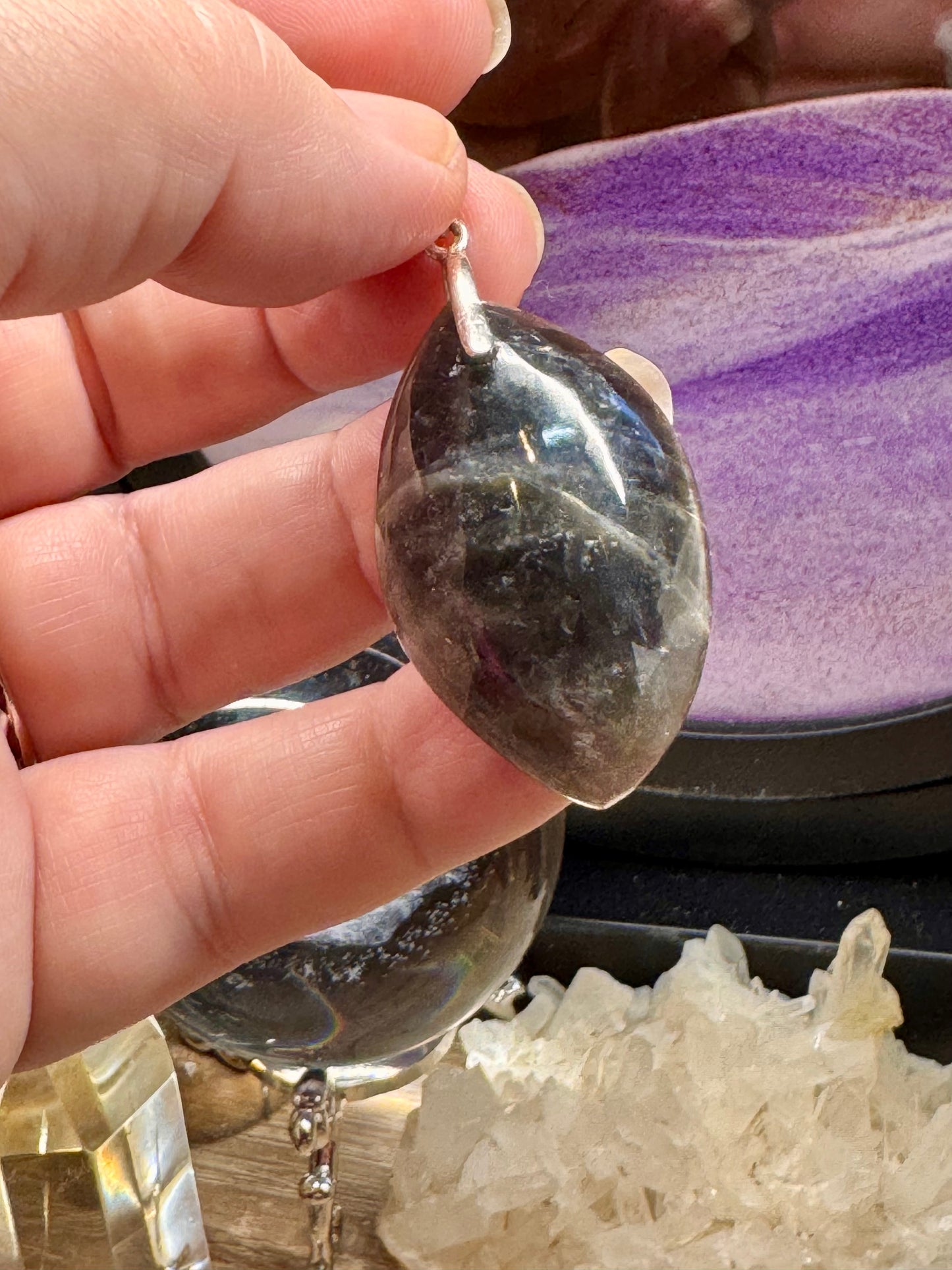 Pendentif de Pierre de lune noir
