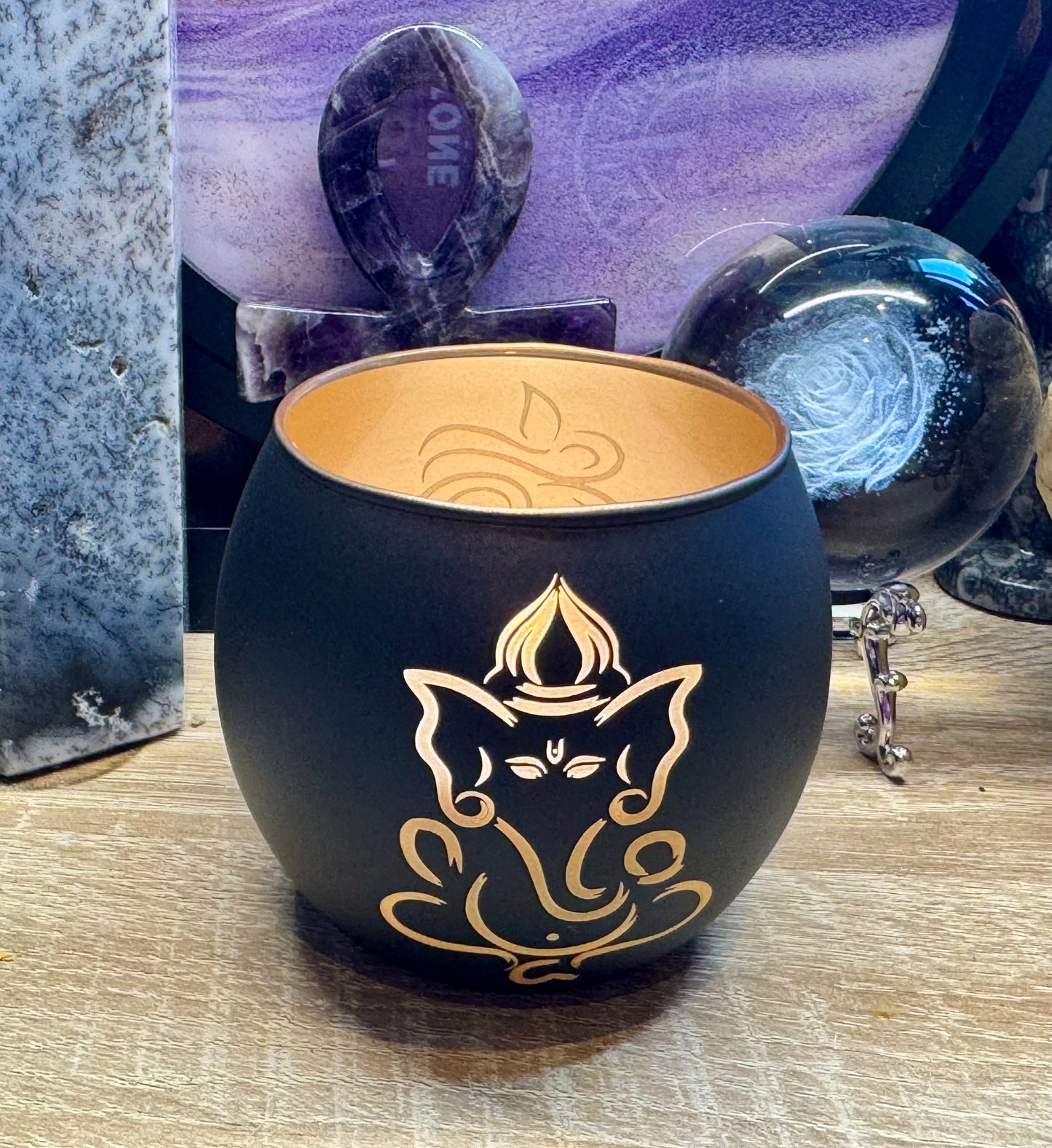 Bougeoir Ganesh en verre