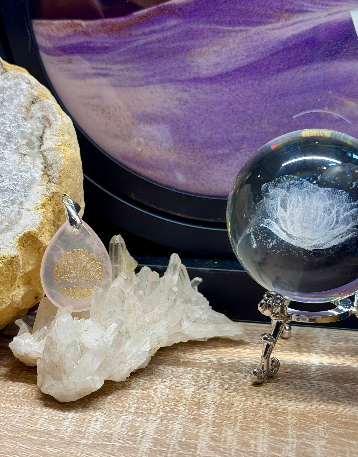 Pendentif goutte Quartz Rose