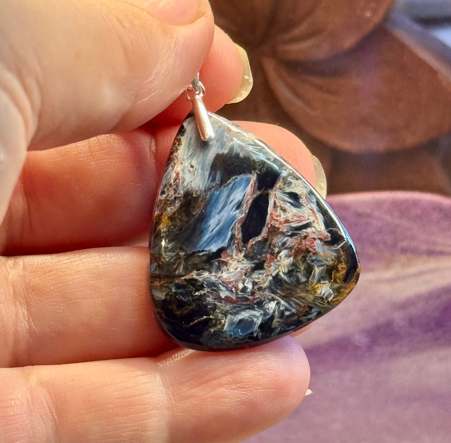 Pendentif de Piétersite bleue