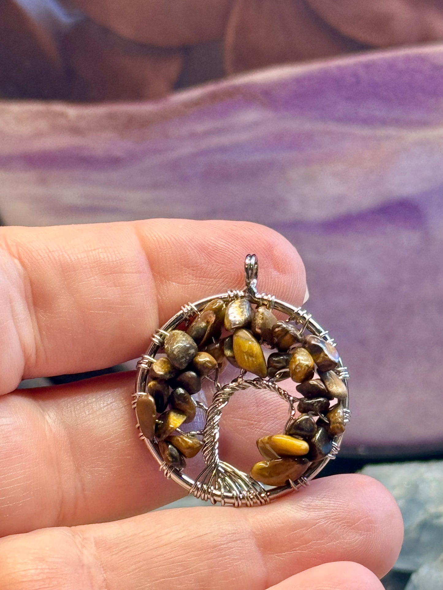 Pendentif Arbre de vie - Œil de tigre