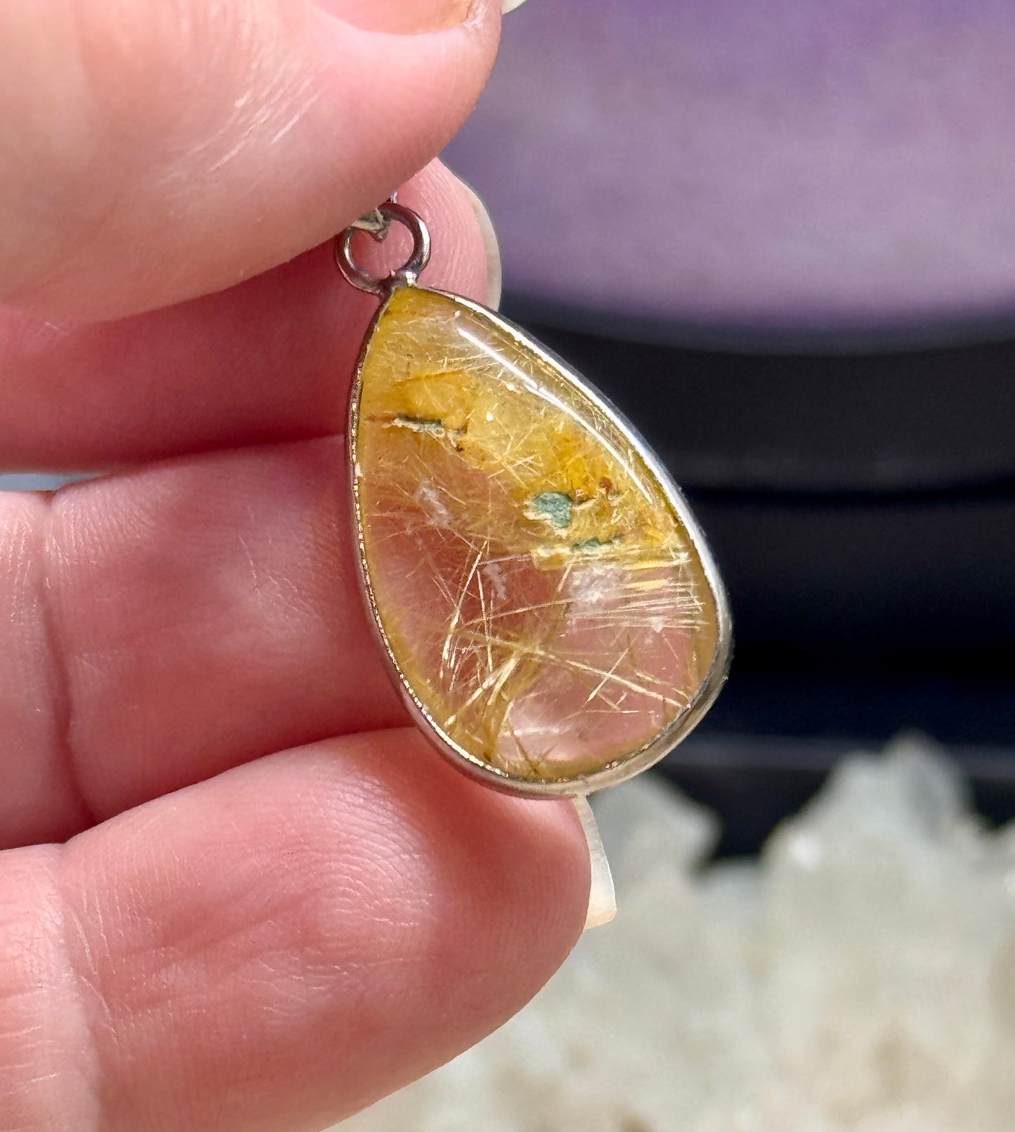 Pendentif cerclé de Quartz Rutile 2