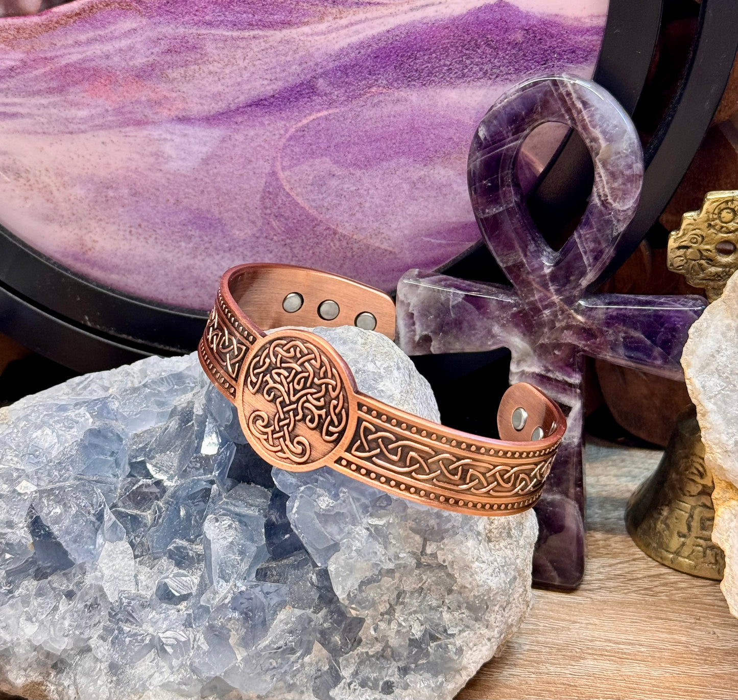 Bracelet magnétique en cuivre arbre de vie