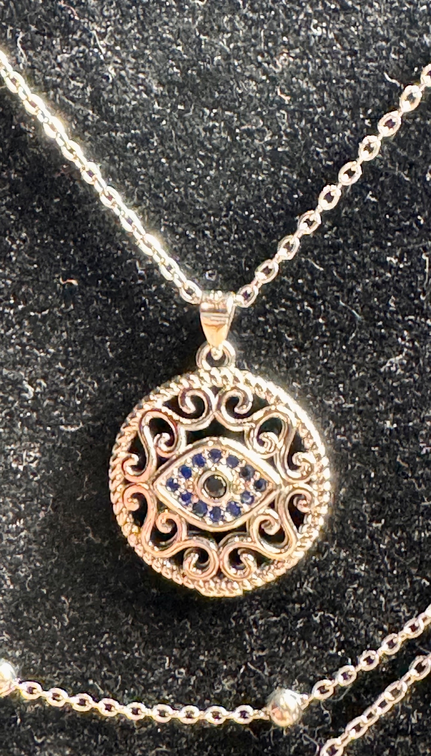 Collier double en argent avec œil de Nazar