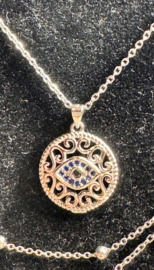Collier double en argent avec œil de Nazar