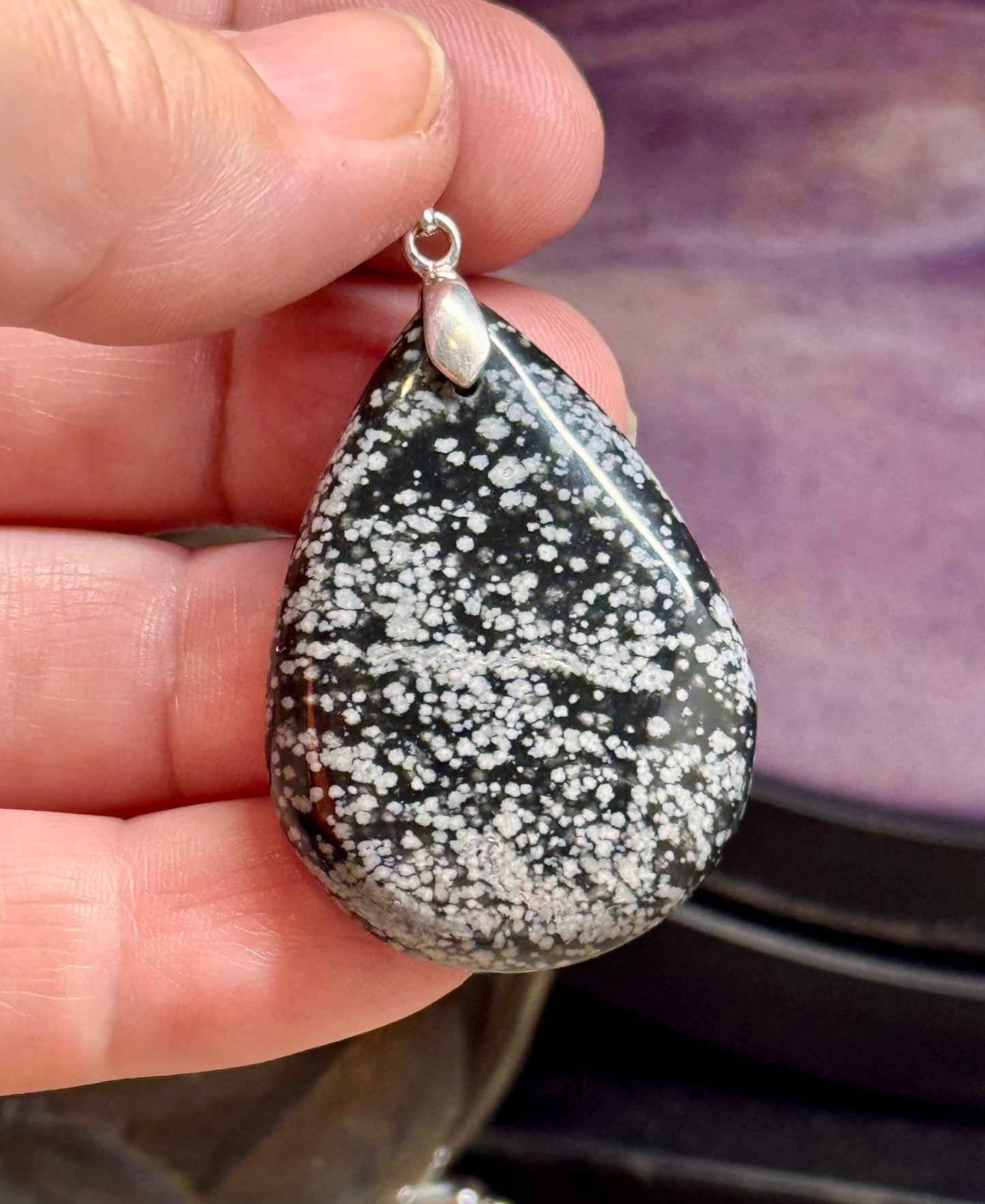 Pendentif d’obsidienne flocon de neige
