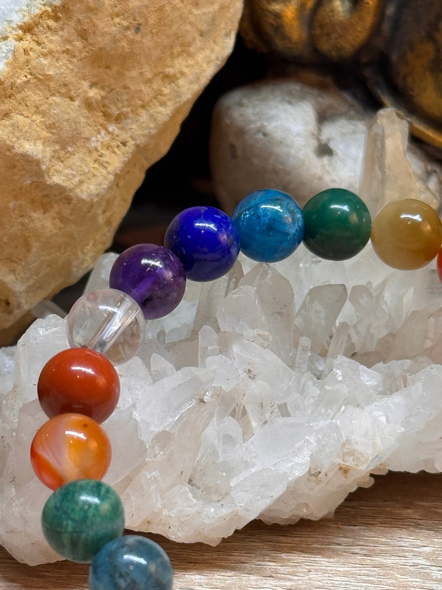 Bracelet 7 chakras perles 6 ou 8mm