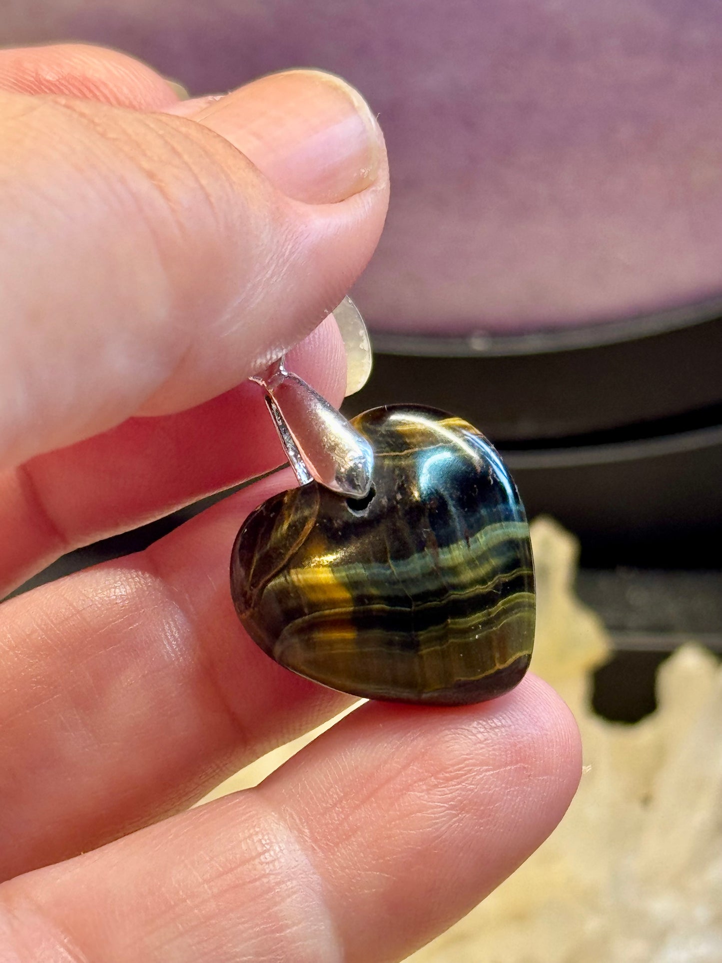 Pendentif Cœur Oeil de Tigre/Taureau 1