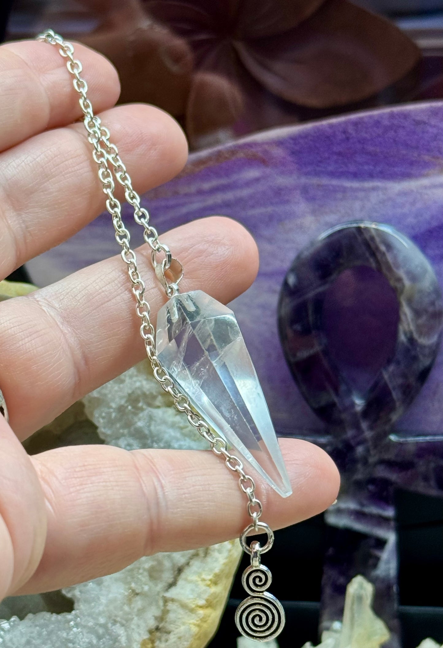 Pendule de Cristal de roche - Labyrinthe