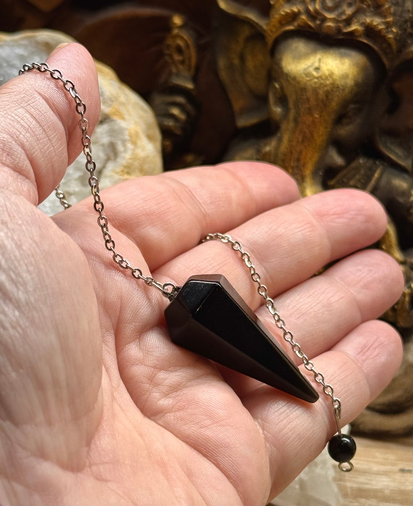Pendule conique en Obsidienne noire