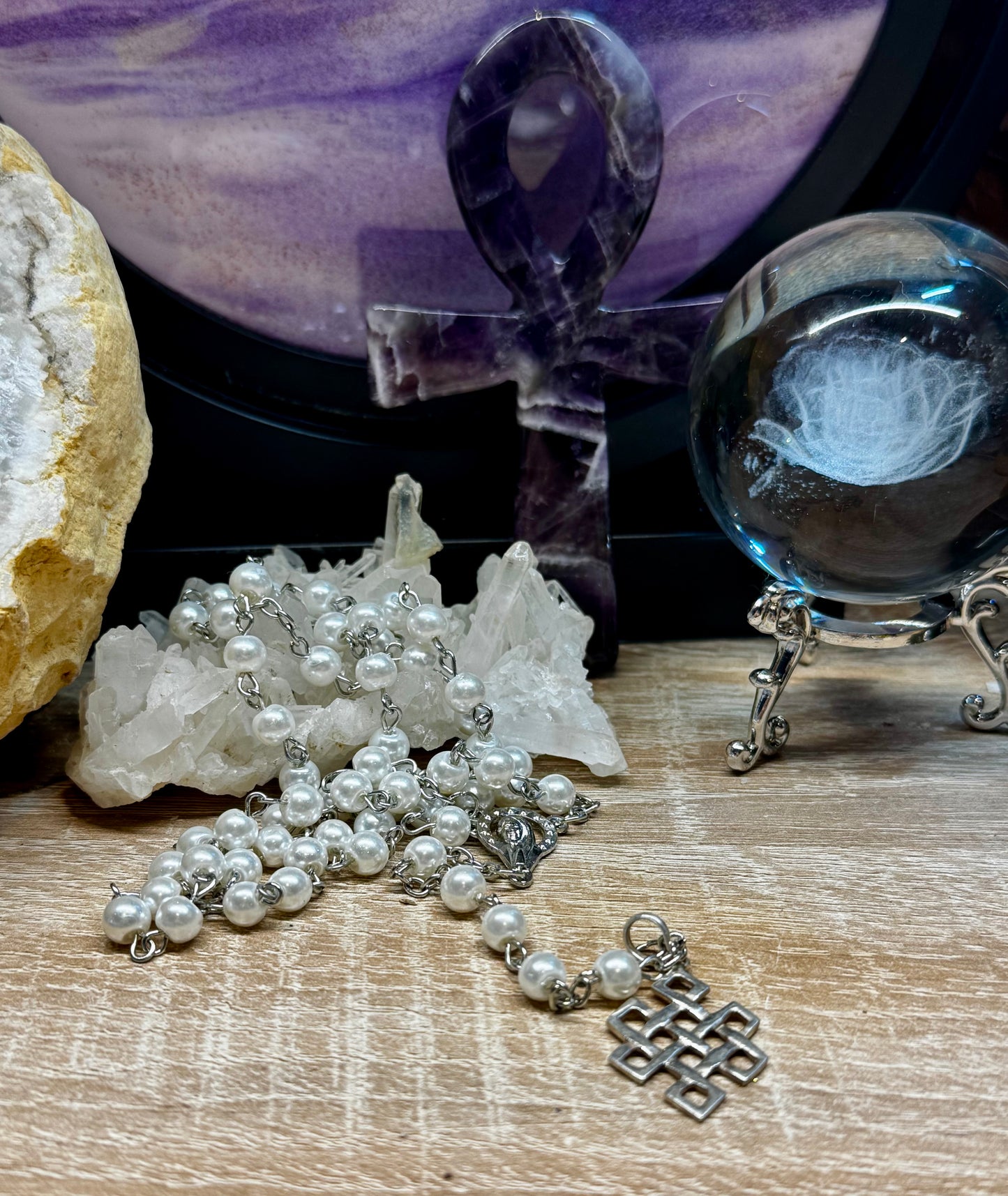 Rosaire avec perles blanches