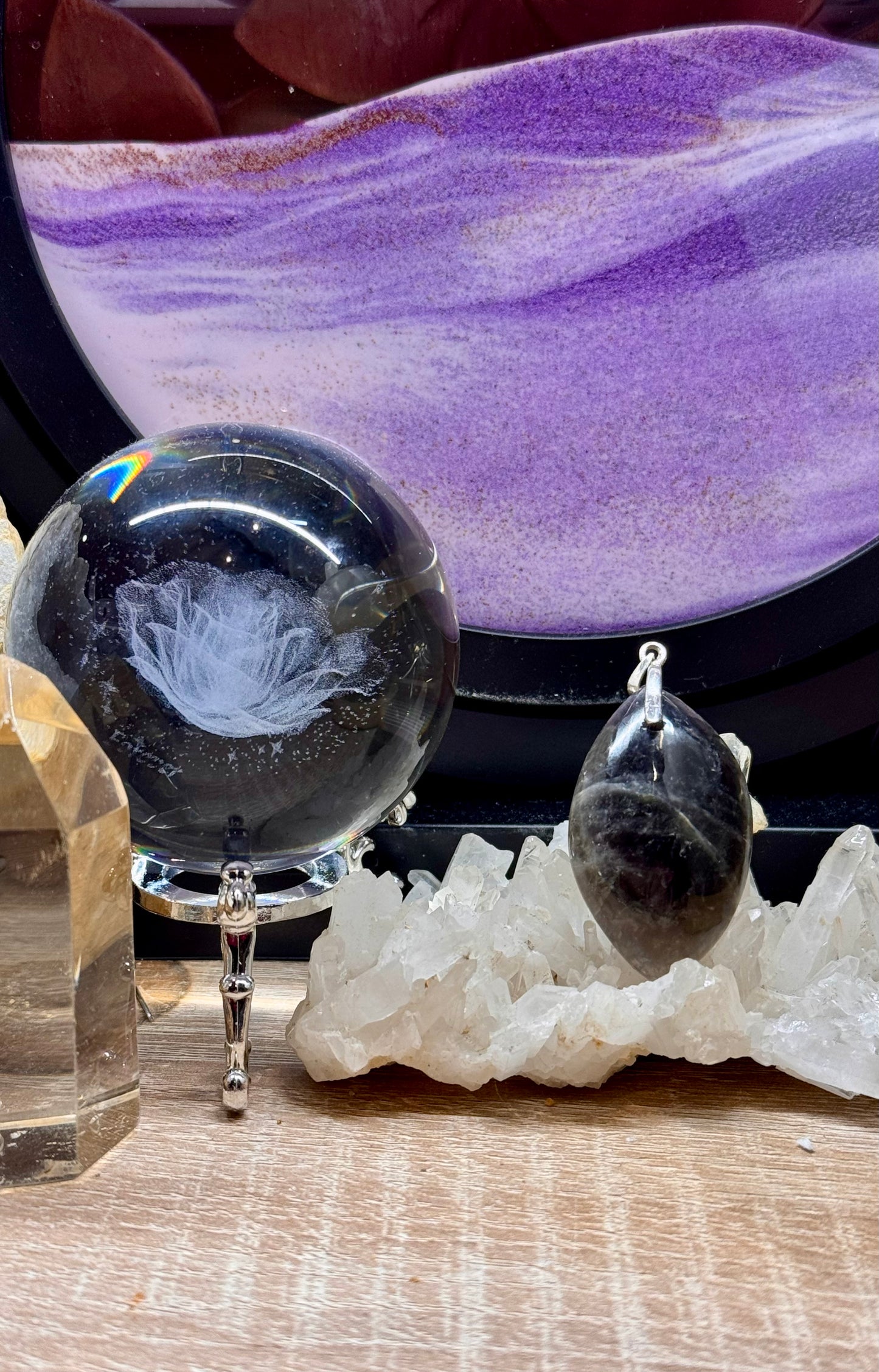 Pendentif de Pierre de lune noir