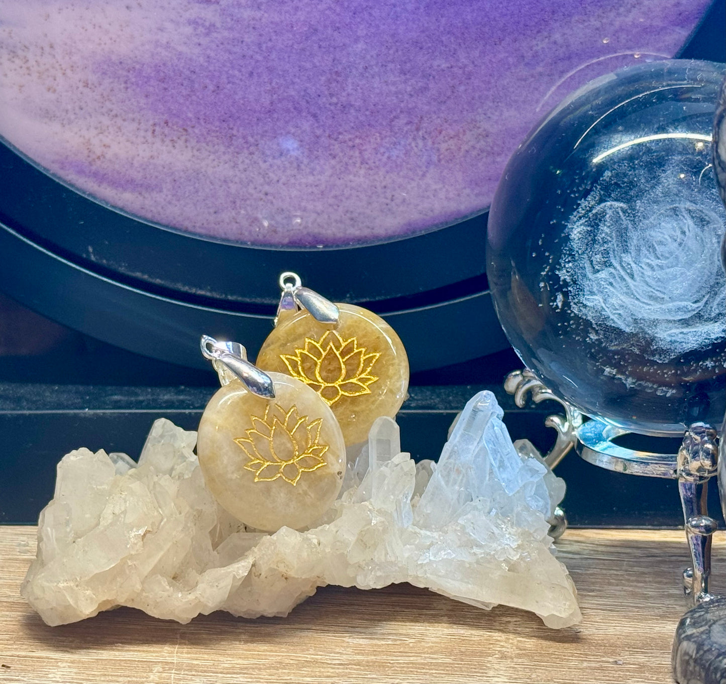 Pendentif en Aventurine Jaune et Sceau de Métatron