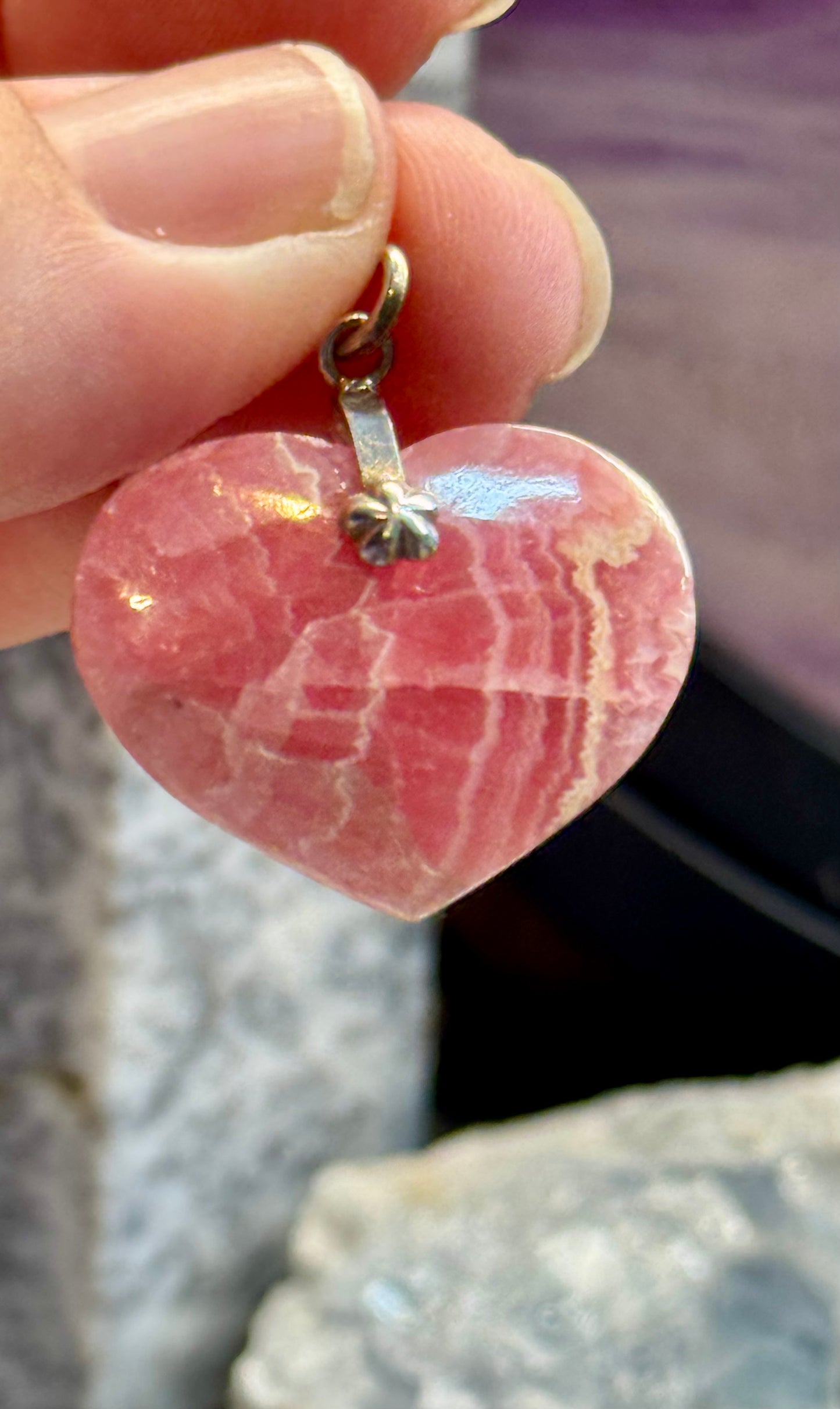 Pendentif cœur de Rhodochrosite