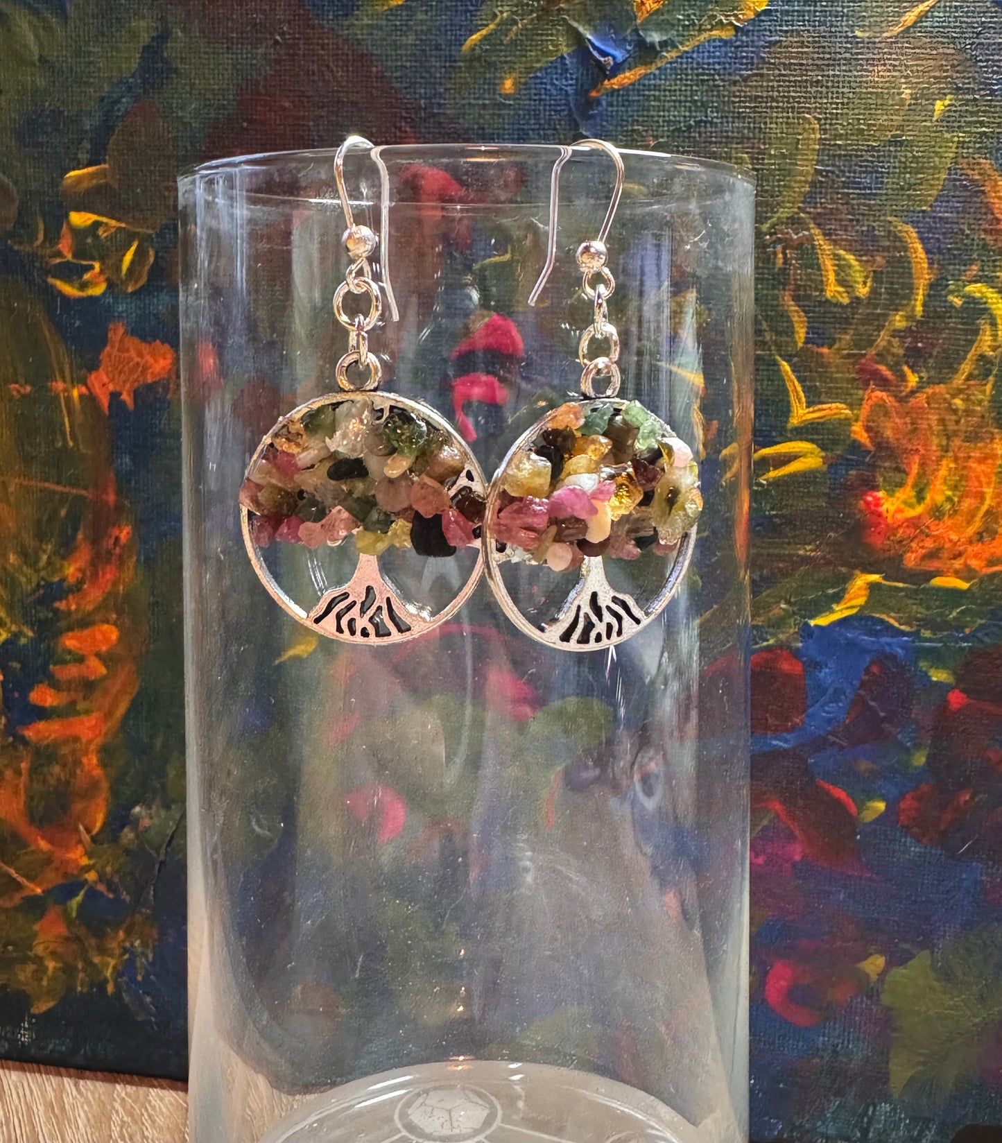 Boucles d’oreilles argent Tourmaline multicolore