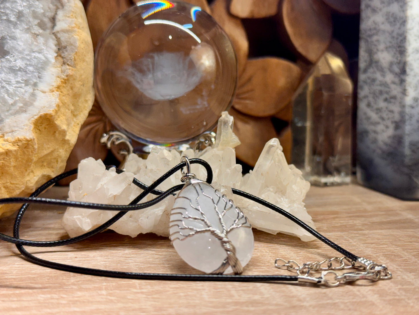 Pendentif en cristal de roche - montage acier