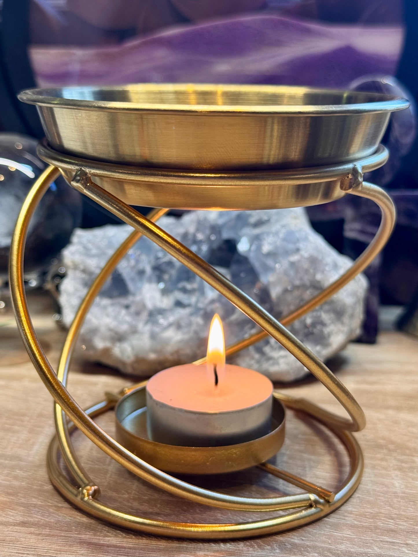 Porte-encens métallique doré