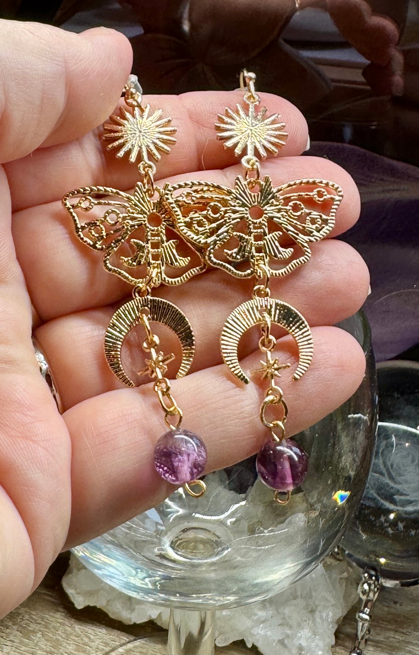 Boucles d’oreilles dorées Fluorine