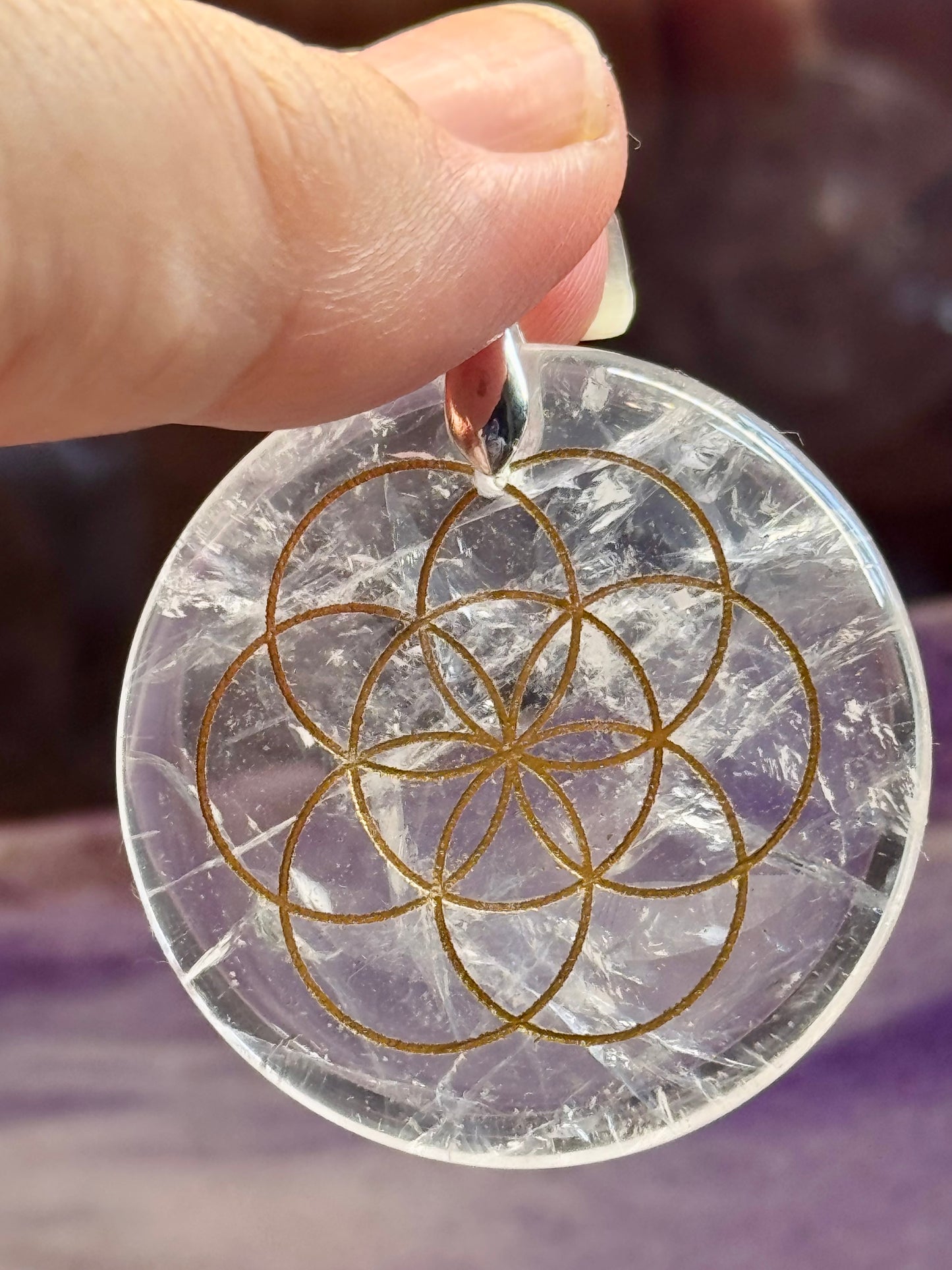 Pendentif Cristal de roche - Graine de vie