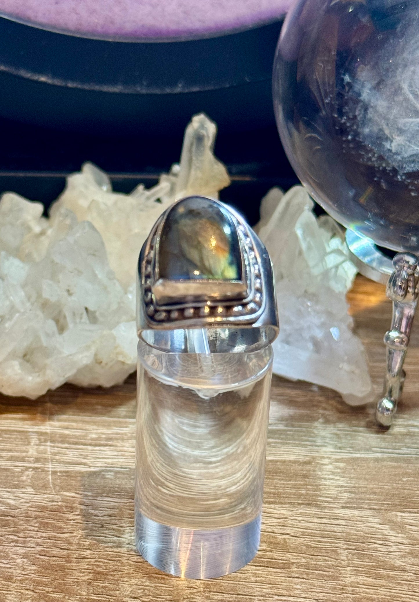 Chevalière de Labradorite T57