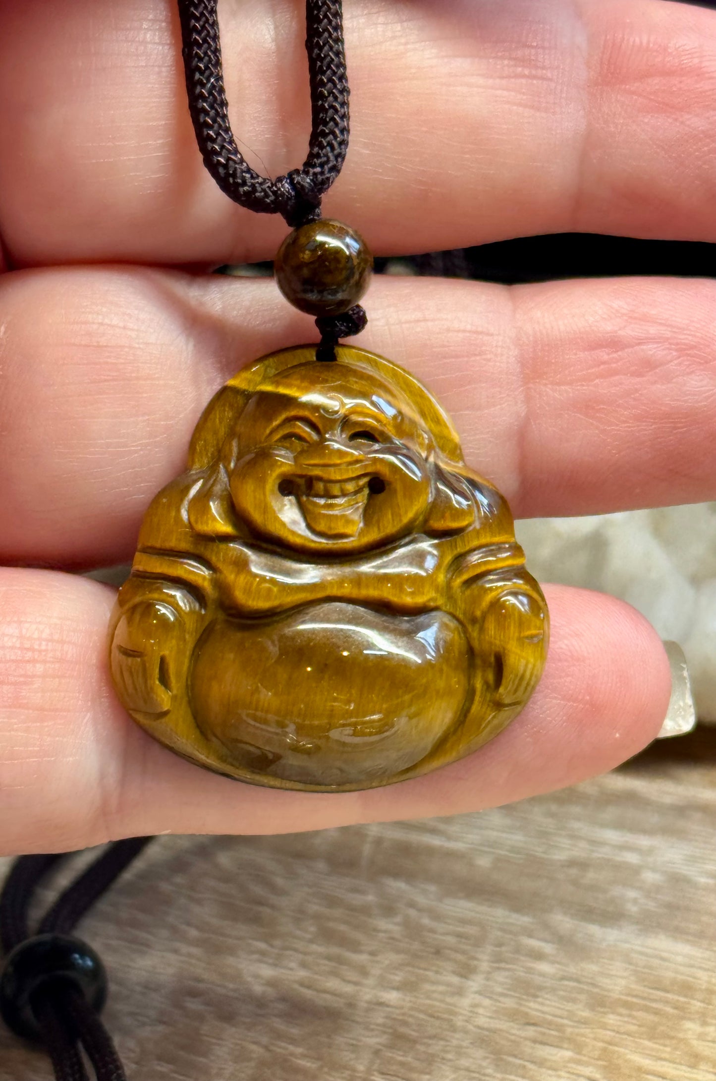 Bouddha Rieur en Oeil de Tigre