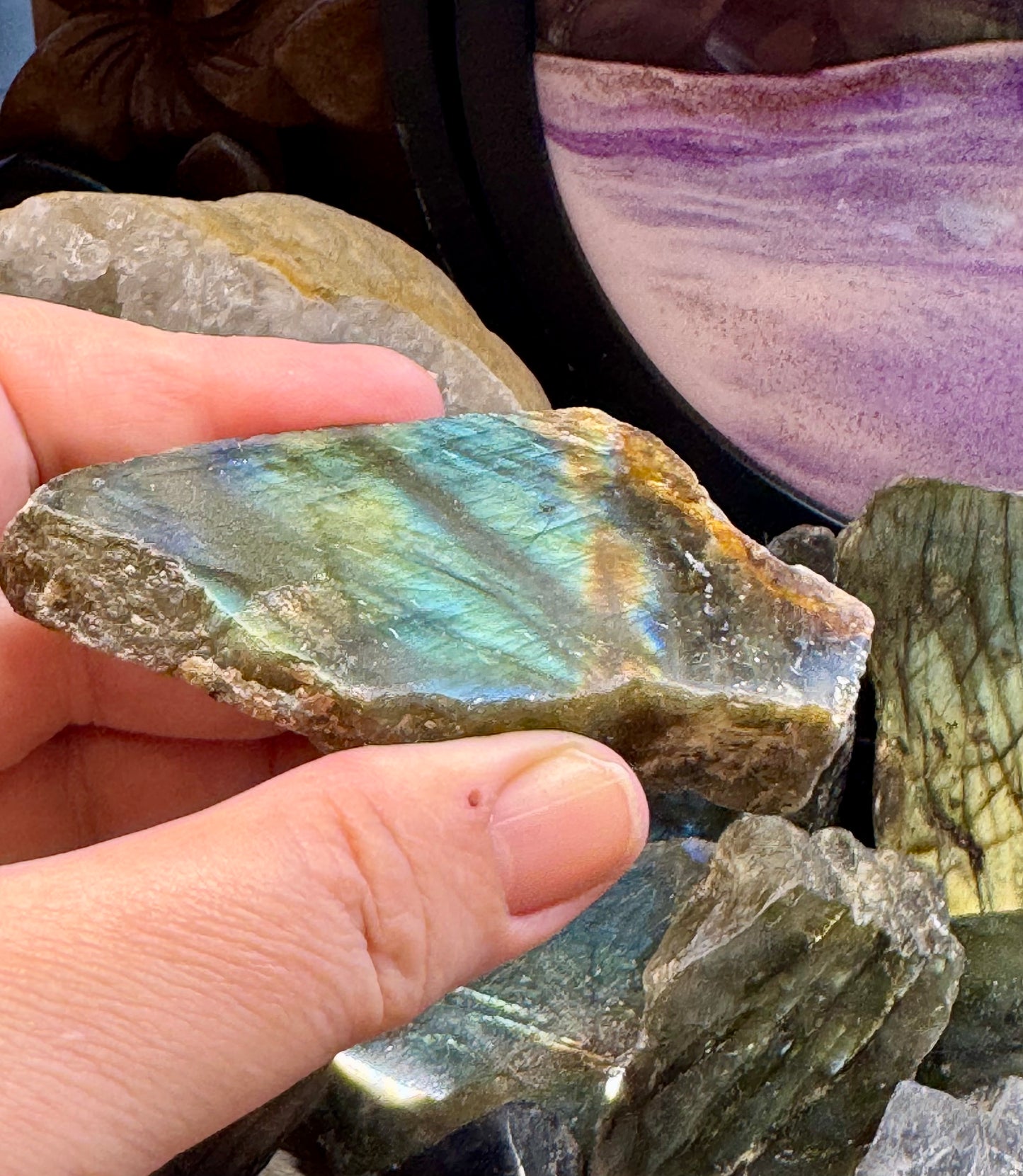 Labradorite une face polie