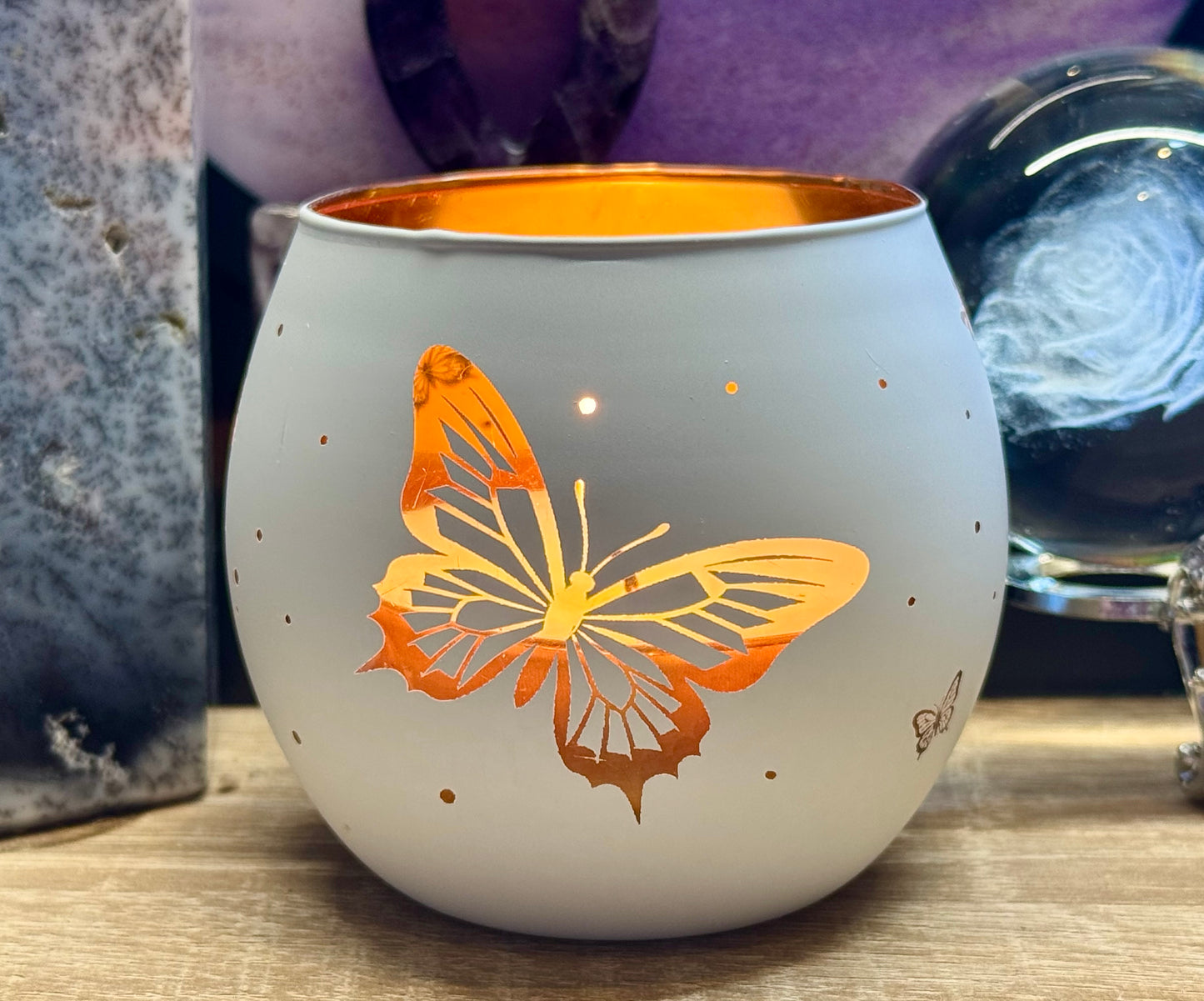 Bougeoir Papillon en verre